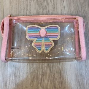 Stoney Clover Lane Pink Clear Pouch with Rainbow Bow
